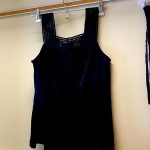 Black shirt with off the shoulder lacy straps